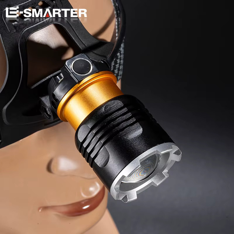 ESMARTER LED Stirnlampe mit Zoom-Funktion und Bewegungssensor, wiederaufladbare Wasserdichte Kopflampe in Schwarz - Bild 5