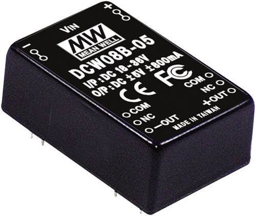Mean Well MW DCW08B-12 DC/DC-Wandler 8W Schwarz mit 2 Ausgängen - Bild 1