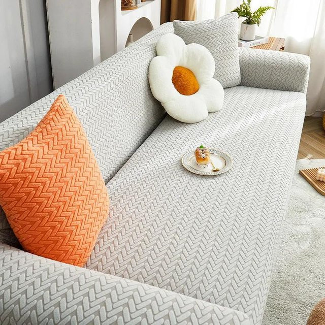 Jacquard Elastischer Sofabezug für 1 Sitzer, Grau, Breite: 90-140 cm - Bild 1
