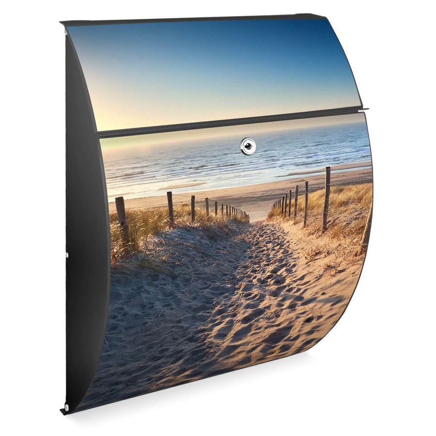 Burg-Wächter Design Briefkasten Nordseestrand in Weiß aus verzinktem Stahl mit A4 Einwurf und Öffnungsstopp, B/H/T: 46,0 x 33,5 x 13,0 cm - Bild 1