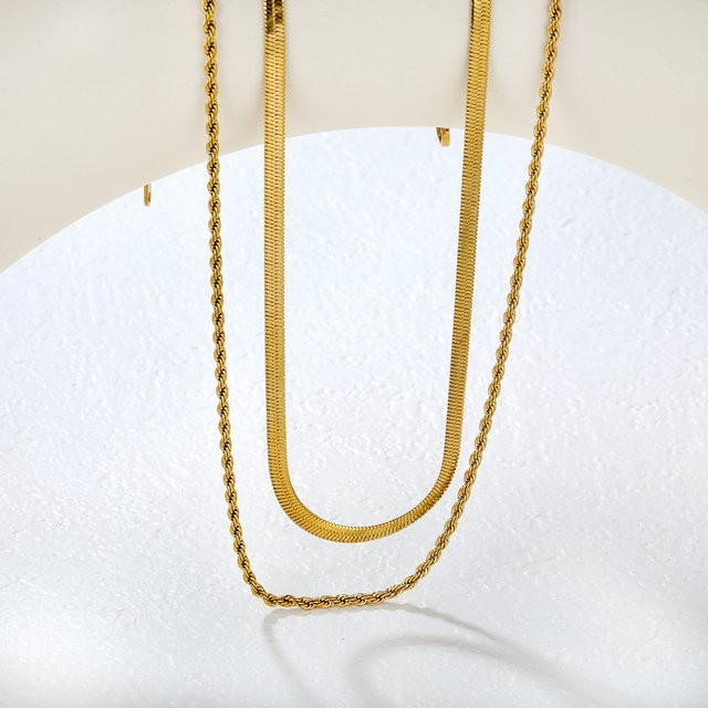 LUXUSTEEL Doppelketten-Halskette, Edelstahl, Unisex, Kubanischer Stil - Bild 1