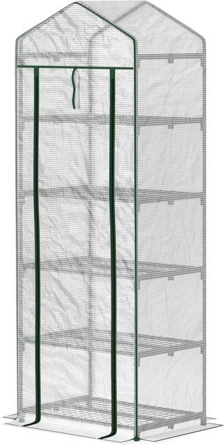 Furnicato Mini Gewächshaus für Blumen und Gemüse in Weiß aus Stahl und Kunststoff, H x B x T: 193 x 69 x 49 cm - Bild 1