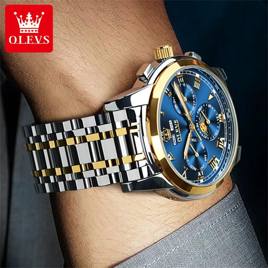 OLEVS Armbanduhr, Automatik, Edelstahl, Gold, Herren - Bild 3
