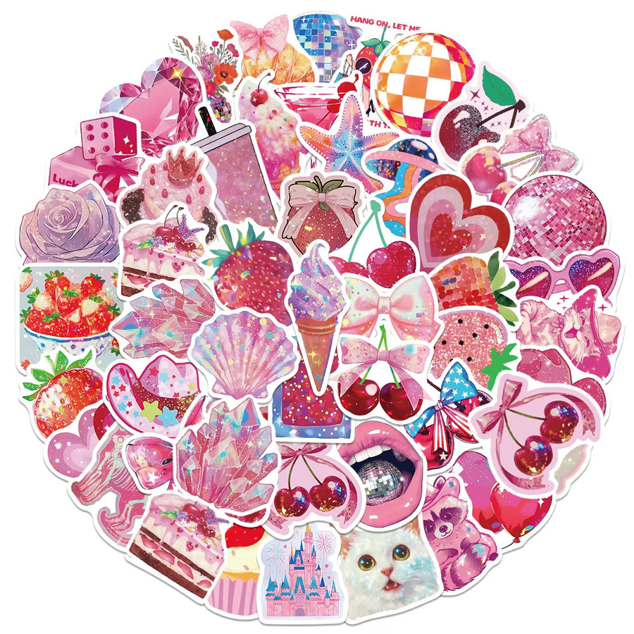Charile Retro Rosa Y2K Cartoon Aufkleber, pink, 10-teiliges Set - Bild 2
