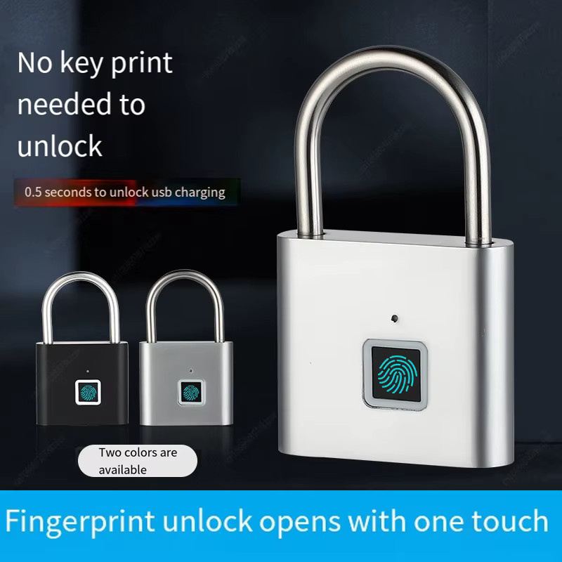 Intelligentes Fingerabdruck-Vorhängeschloss von xmshxltd in Schwarz, wasserdichtes Schließfachschloss mit USB-Aufladung für Gepäck und Koffer - Bild 2