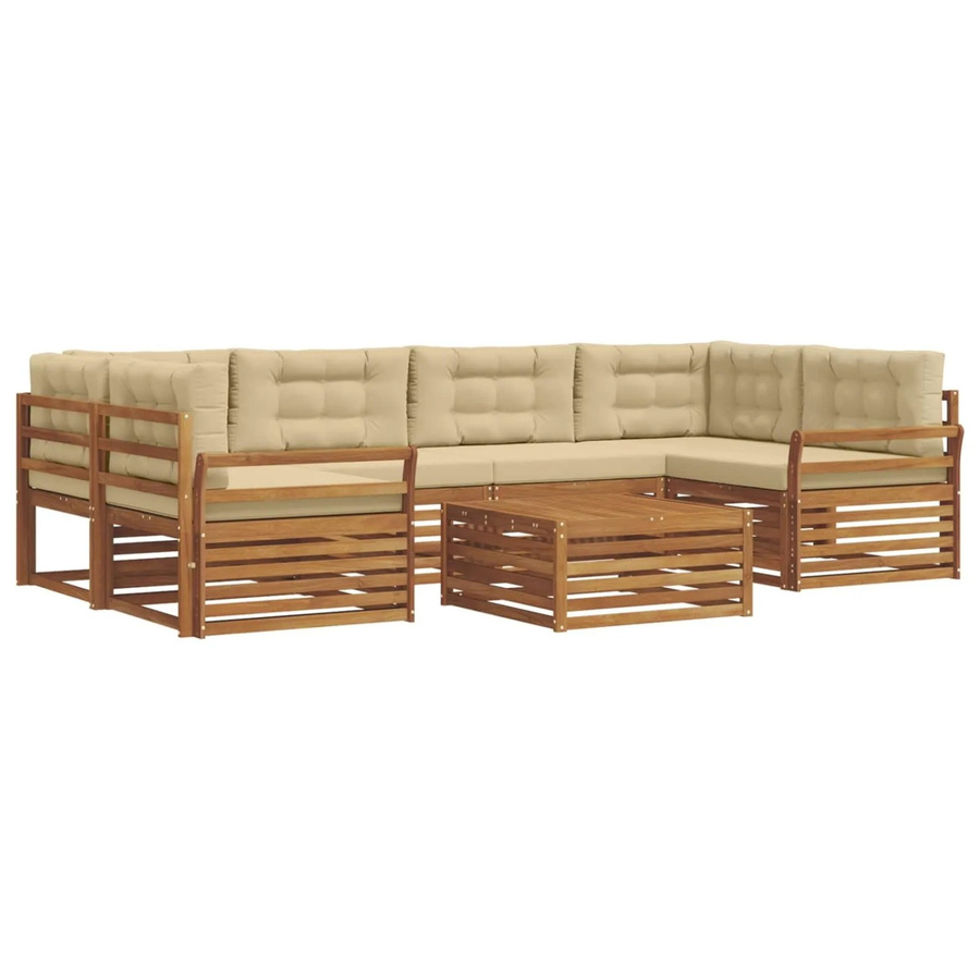 vidaXL Outdoor-Sofagarnitur 8-teilig aus Akazienholz mit Kissen in Natur und Beige - Bild 2