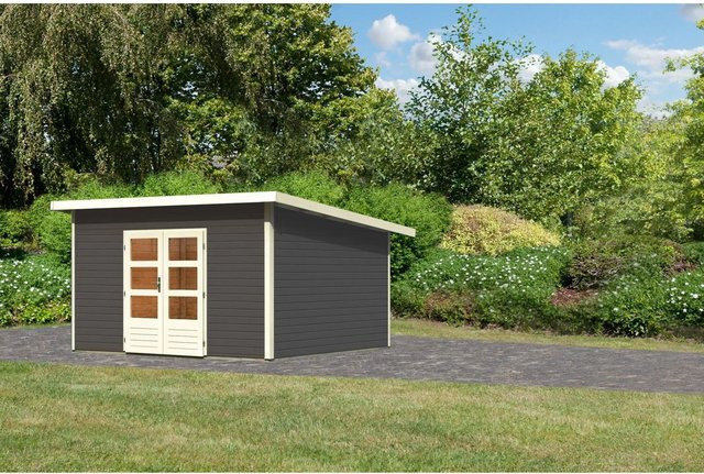 Karibu Holz-Gartenhaus Karlskoga Pultdach in Terragrau mit modernem Design, B/T: 365 x 365 cm - Bild 1