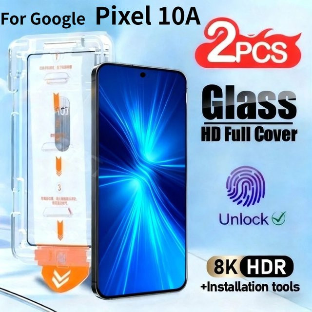 2er-Set Full Cover Displayschutzfolie aus gehärtetem Glas für Google Pixel 10, 9A Pro XL, 8, 7 A/Pro, transparent, mit One Click Installation für staubfreie Montage - Bild 1