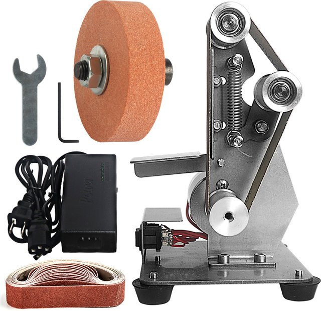 Multifunktionale Mini-Elektro-Gürtelschleifmaschine von dutoofree in Silber mit 7 Geschwindigkeitsstufen für DIY-Polierarbeiten und Schleifen, 110 V-220 V - Bild 1
