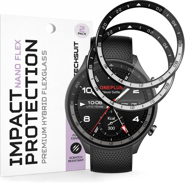 Techsuit Nano Flex Schutzfolie für OnePlus Watch 2R, 2er-Set, Schwarz - Bild 1