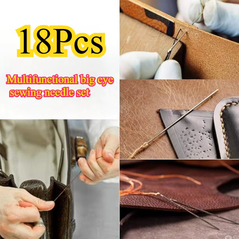 18-teiliges Multifunktionales Nähnadel-Set aus Metall in Silber für Kleidungsreparatur und DIY-Handnäharbeiten - Bild 2