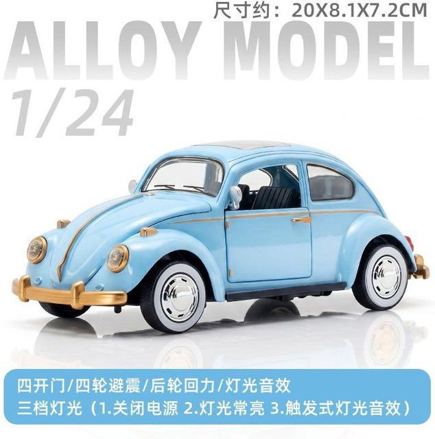 Linyi toy car Käfer Klassisches Auto Modell, 1:24, Metall, mit Licht und Sound, ab 14 Jahren - Bild 1