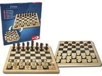 Noris Schach und Dame Strategiespiel Set aus Holz