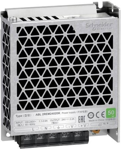 Schneider Electric ABL2REM24020K Easy Modicon ABL2 Spannungsversorgung, getaktet, 1-phasig, 100-240V AC, 24V DC, 2,2A, 53W, Farbe: Silber - Bild 1