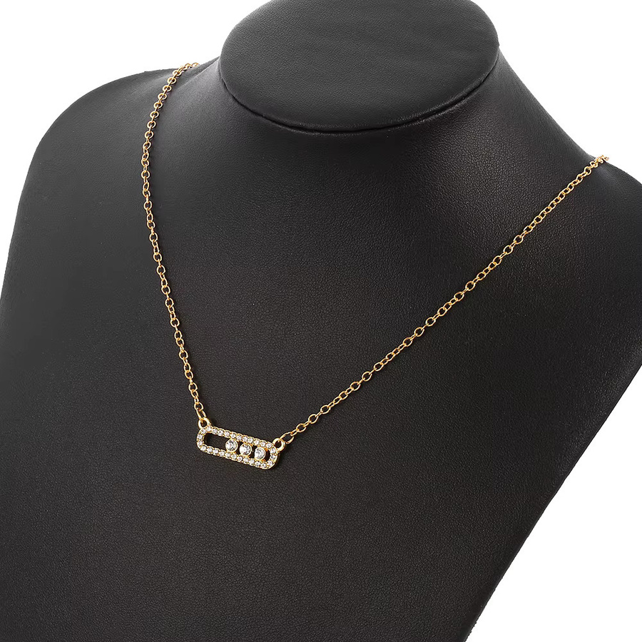 TAKARA TOMY Halskette, Geometrie-Strass-Anhänger, Kristall, Gold, Damen - Bild 1
