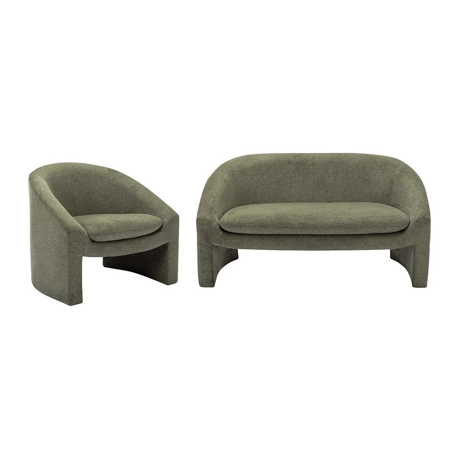 Vente-unique Couchgarnitur Ossana bestehend aus 2-Sitzer Sofa und Sessel in Grün aus Stoff, Breite: 137 cm, Tiefe: 83 cm - Bild 2