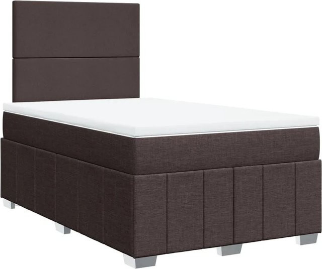 vidaXL Boxspringbett mit Matratze Dunkelbraun, Hybridbett mit Taschenfederkern aus Stoff, B/T: 120 x 200 cm - Bild 1