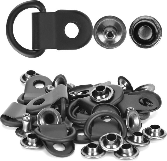 100 Set Schnürsenkel Haken D-Ring Ösen aus Messing in Matt Schwarz und Grau für Leder DIY Projekte, B/T/H: 9 x 14 mm - Bild 1