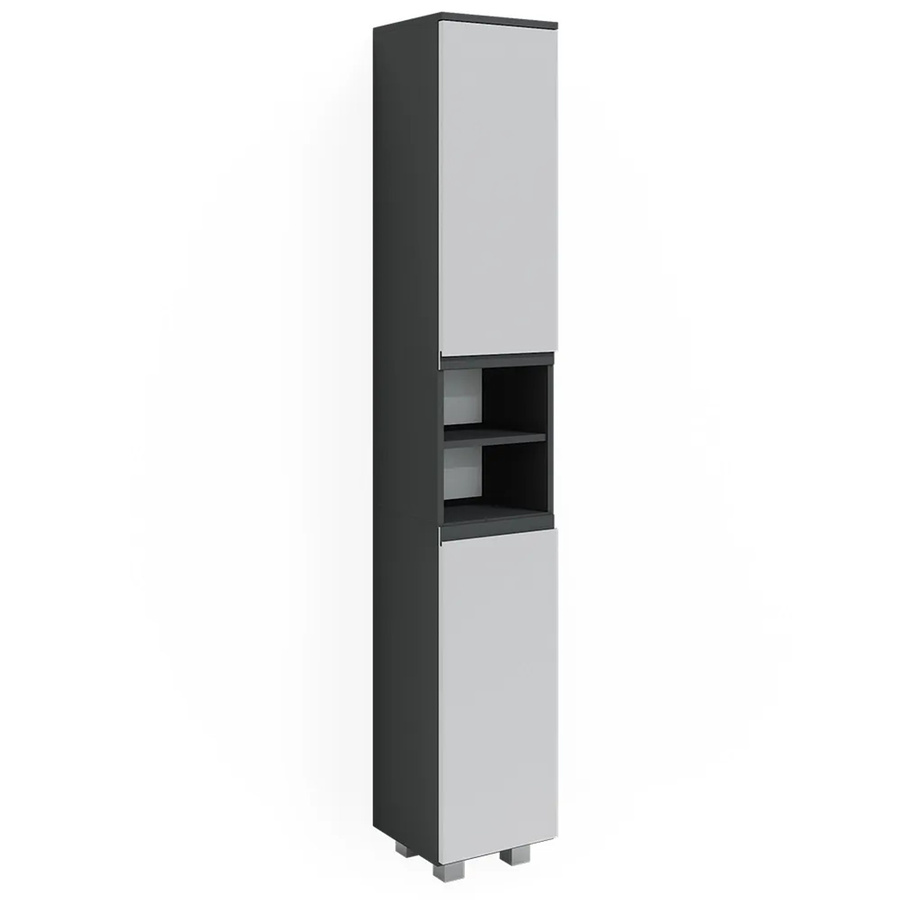 Vicco Badschrank J-Shape Hochschrank für das Badezimmer, Weiß/Anthrazit, B: 30 cm, H: 190 cm - Bild 3