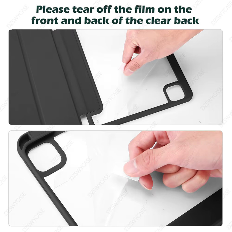 DZSWYCASE Schutzhülle für iPad Air 13 Zoll M2 M3 M4 und iPad Pro 12,9 Zoll 2018-2022 mit transparenter Rückseite, Stifthalter und automatischer Schlaf-Wach-Funktion in Grün - Bild 6