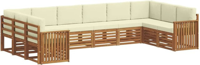 vidaXL Sofagarnitur 10-teilig aus Massivholz Akazie in Natur und Beige mit Polsterung und Kissen in U-Form - Bild 1