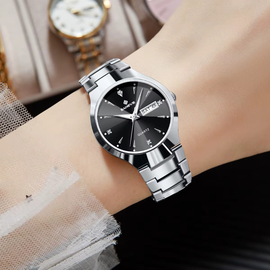 BANGWEI Armbanduhr, Quarz, Edelstahl, Schwarz, Silber, Damen - Bild 4