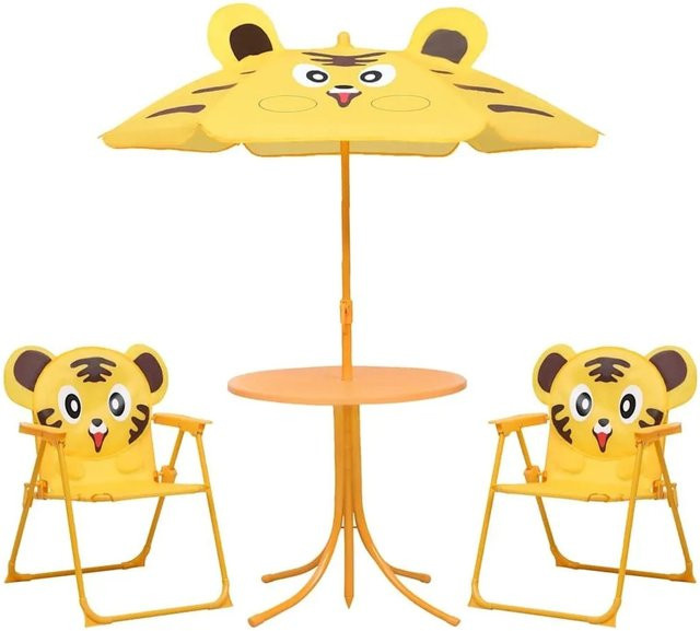Furnicato 3-tlg. Garten-Bistro-Set für Kinder mit Sonnenschirm in Gelb - Bild 1