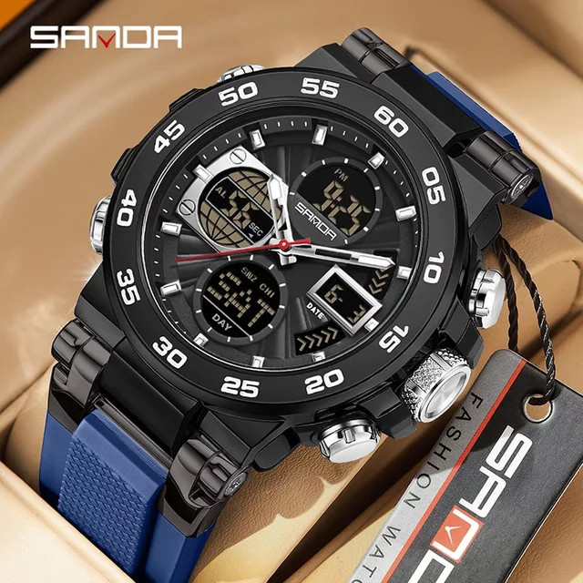 SANDA Digitaluhr, Herren, Kunststoff, Schwarz, Black Orange - Bild 1