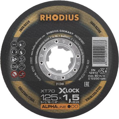 Rhodius XT70 X-LOCK 211348 Trennscheibe für Edelstahl und Stahl, 25 Stück, Schwarz - Bild 1