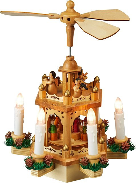 Viva Domo LED-Holz-Pyramide in Braun für die Weihnachtsdekoration - Bild 1