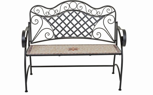 Gartenbank Amarillo 2-Sitzer von Garden Pleasure mit Steinmosaik in Grau/Mehrfarbig, B/H/T: 115 x 97 x 57 cm - Bild 1