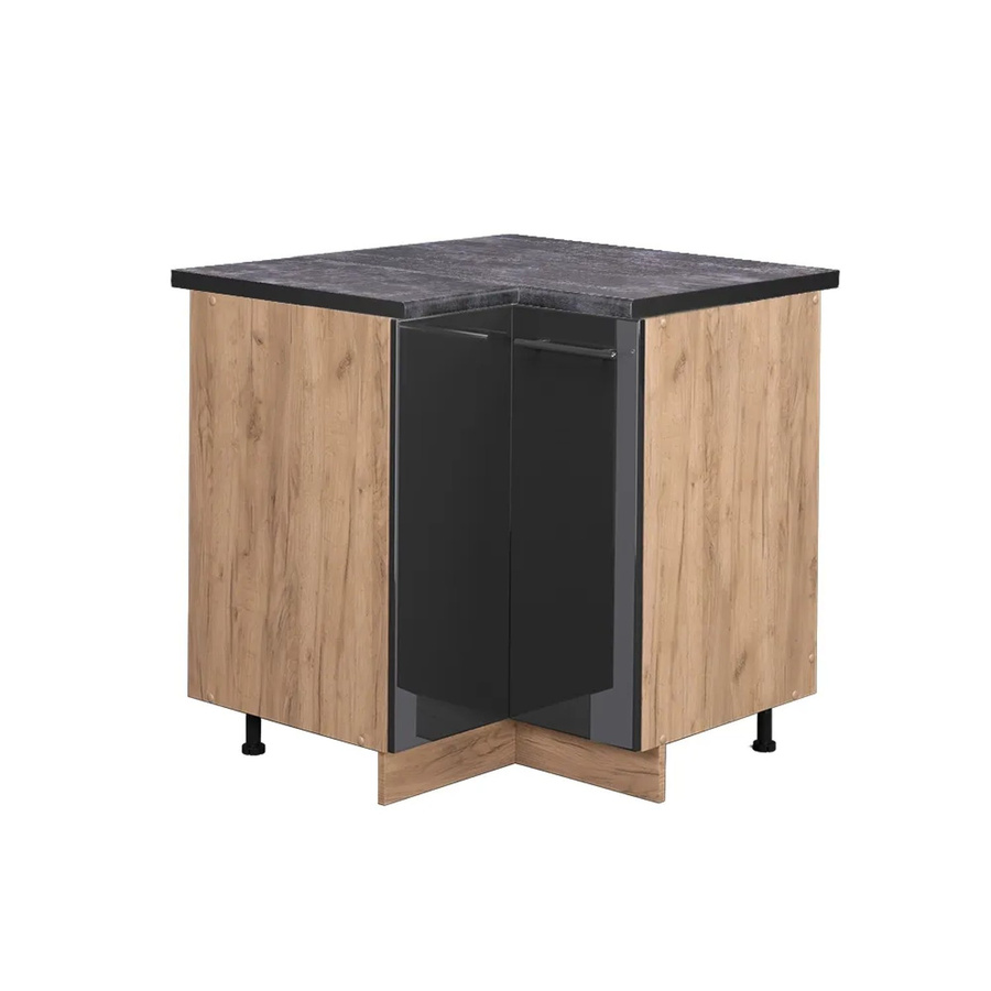 Vicco Eckunterschrank Fame-Line Anthrazit Hochglanz und Goldkraft Eiche Küchenunterschrank mit Soft-Close-Türen B/T/H: 80,5 x 60,0 x 82,0 cm - Bild 2