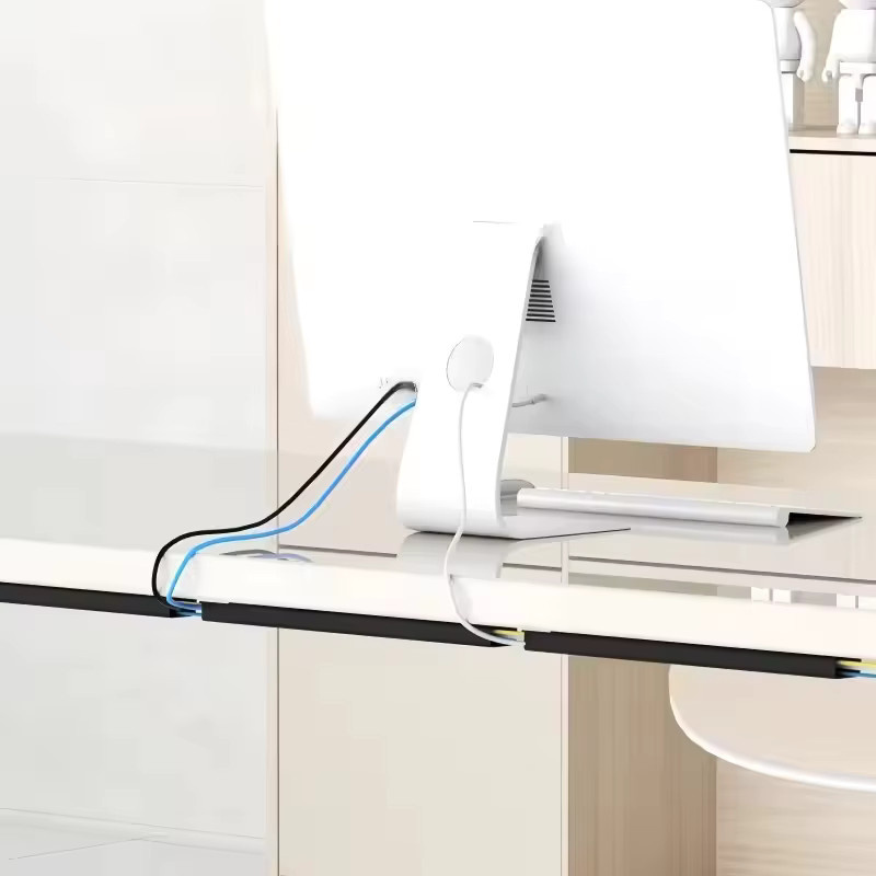Selbstklebendes Kabelfach in Schwarz aus PVC für unter den Schreibtisch, unsichtbarer Schlitz-Organizer ohne Bohren - Bild 4
