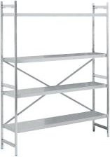 Köhler Grundregal aus Edelstahl in Silber mit geschlossenen Böden und Rückwand, B: 150 cm, T: 40 cm, H: 200 cm - Bild 1