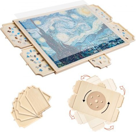 VEVOR Rotating Puzzle Board mit 5 Schubladen und Abdeckung, Holz, Zubehör - Bild 1