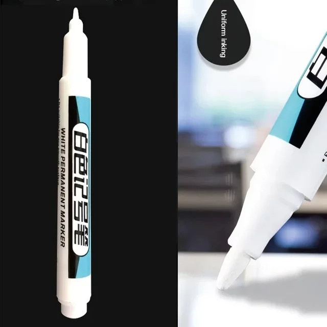 Permanente weiße Marker Stifte für Graffiti und Malerei auf Glas, Reifen oder Notebook, wasserfeste Gelstifte in 0,7mm, 1mm und 2,5mm - Bild 1