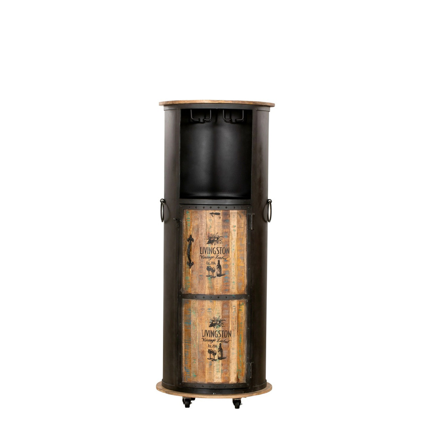 DELUKE Weinbar MAGNE aus Mangoholz in Braun mit Weinschrank und Weinregal im Industrial Style, B/T/H: 155 x 60 x 60 cm - Bild 2