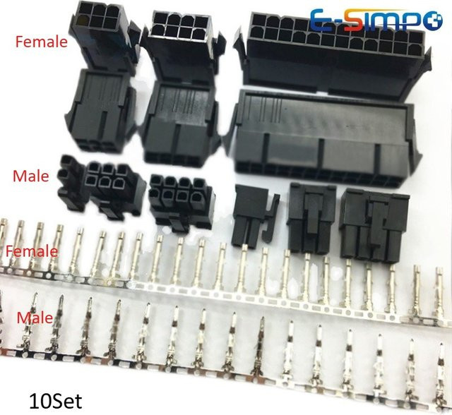 Molex Mini-Fit Zweireihige Steckverbinder Set, 10er Pack, Weibliche Buchsen Terminals, Schwarz, 4,2mm Pitch - Bild 1