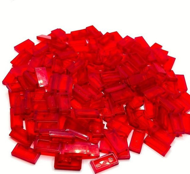Wucifang Bags Transparente 1x2 Flache Lichtplatten, rot, 100-teiliges Set, ab 6 Jahren - Bild 1