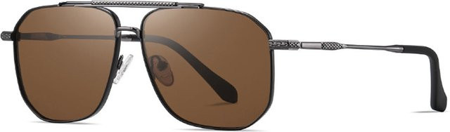 Techsuit 8538 Sonnenbrille Aviator, Metall, Vollrand, Grau Braun, Herren, polarisiert - Bild 1