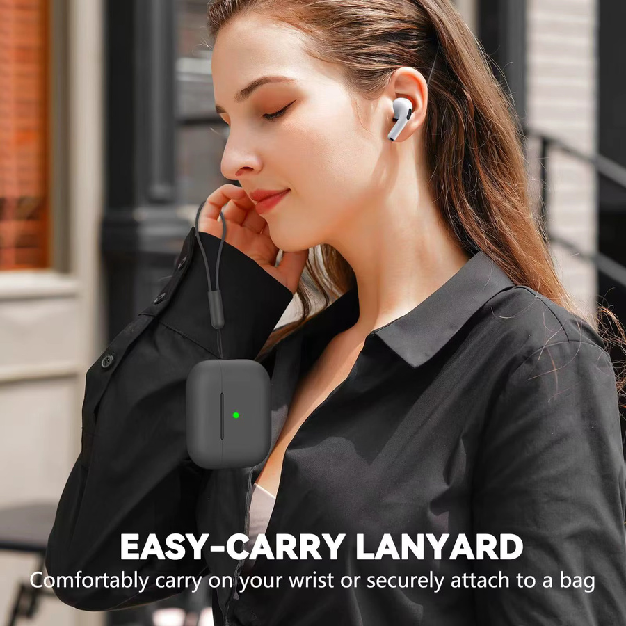Schutzhülle für Apple AirPods Pro 3 in Schwarz oder Blau inklusive Reinigungsset und Trageband - Bild 4