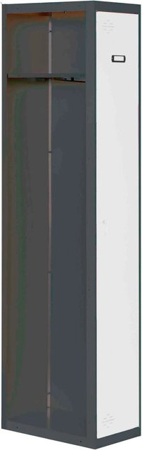 PROREGAL Spind AMEGO Anbaumodul mit 1 Abteil, Schließfach Garderobe, Anthrazit-Weiß, H x B x T: 180 x 40 x 50 cm - Bild 1