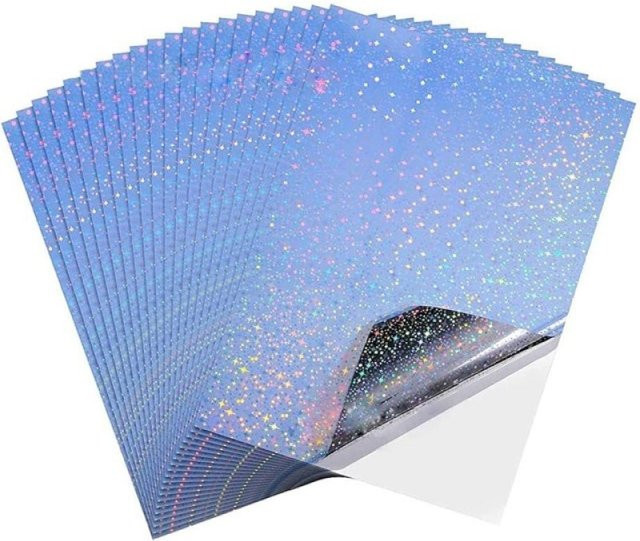 20 Blatt wasserfestes holografisches Vinyl-Aufkleberpapier für den Tintenstrahldruck in Multicolour mit Laser-Diamant-Effekt, Format A4 - Bild 1