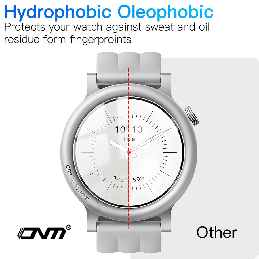 ONM Displayschutzfolie aus gehärtetem Glas mit 9H Härte für CMF Watch 3 Pro, transparent - Bild 2