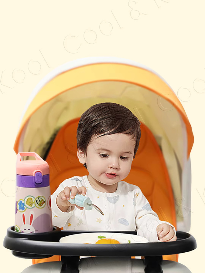 Kisslanding 3-in-1 Verstellbares Kinderwagen-Snacktablett mit Getränkehalter und Handyfach in Schwarz - Bild 5