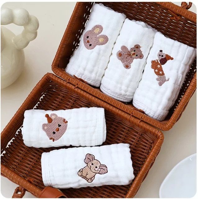 5er Set DANIVIVI Baby Gesichtstücher aus weicher Baumwolle und Musselin in Weiß - Bild 1