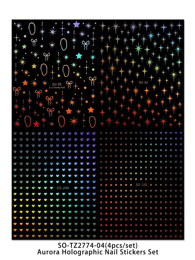 QIANJIKU Nagelaufkleber, Holografisch, Weiss, Metallic - Bild 4