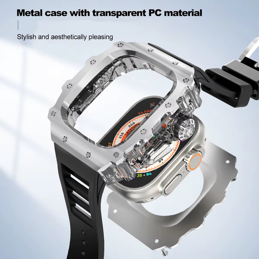 Geekthink Modifikationsset für Apple Watch Ultra 2, Edelstahl, Kristall, Weiß, Unisex - Bild 2