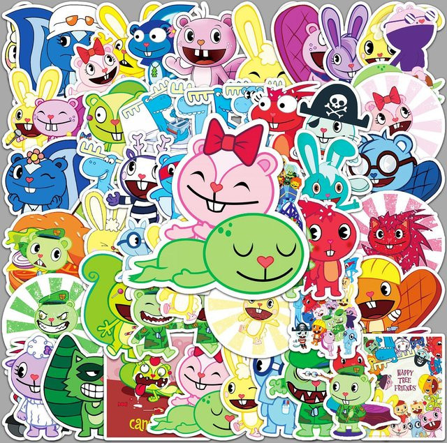 FANLU Kawaii Cartoon Happy Tree Friends Aufkleber, 50 Stück - Bild 1