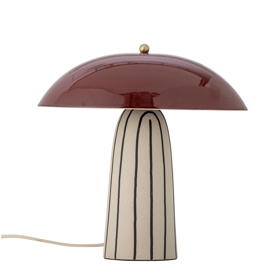 Bloomingville Tischlampe Arvid aus Keramik in Rot und Beige mit Gold/Messing-Akzenten, Höhe: 32,0 cm - Bild 1